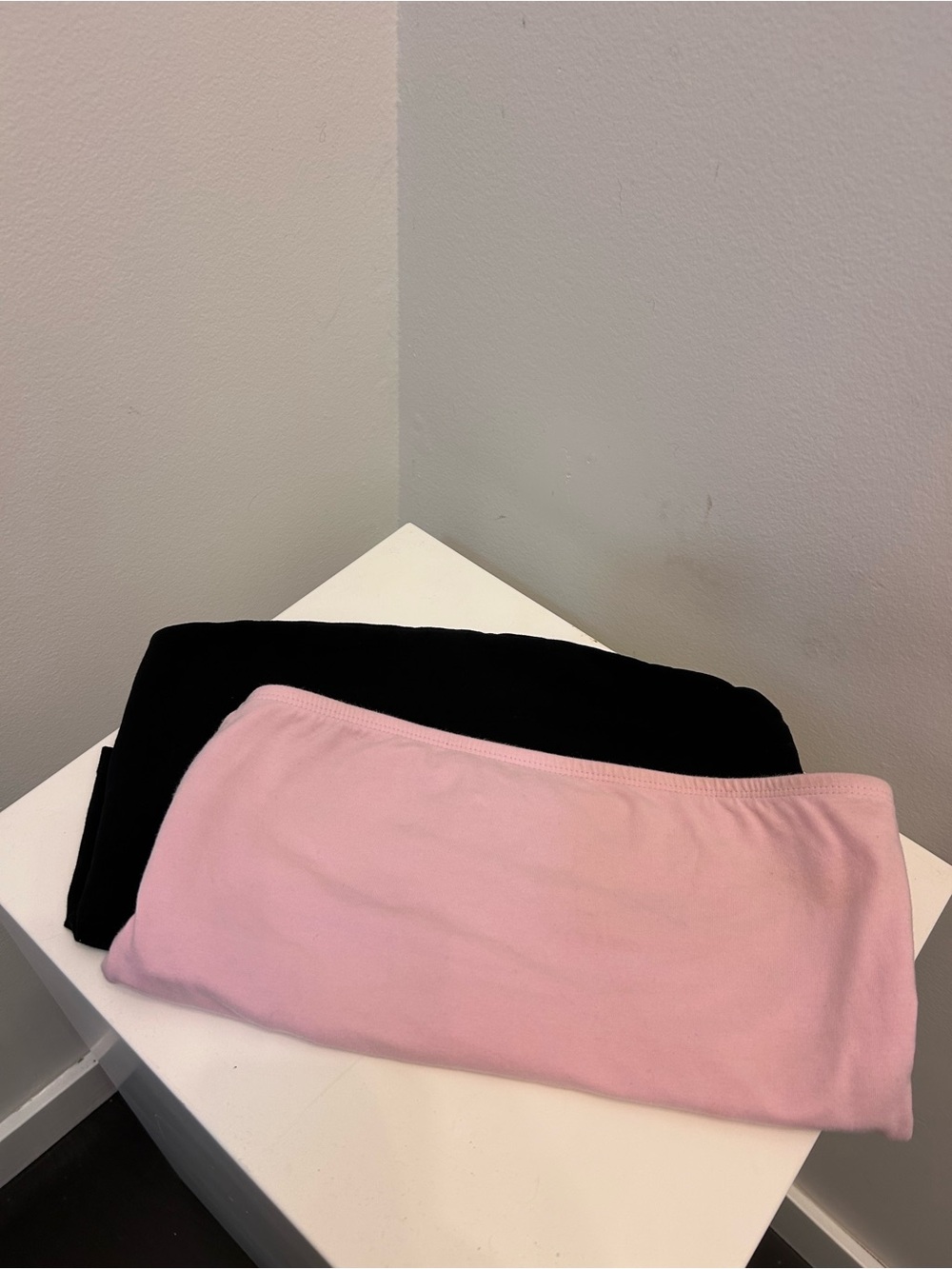 Pink & Black Stretch Cotton Blend Tube Tops - 2 Pack